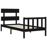 Bed Frame without Mattress Black 100x200 cm Solid Wood Pine 3193265