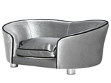 Dog Sofa Pet Chair, Kitten Bed Couch w/ Wooden Frame, Removable Cushion - Silver-Tone and Grey T3398P376493