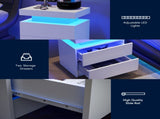 Nightstand LED Bedside Table Cabinet Lights Modern End Side with 2 Drawers for Bedroom T3272P287610