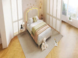 Upholstered Bed, 3ft 90x190cm Single Bed with LED, Bed Frame with Wooden Slats and Adjustable Height N601P288476B