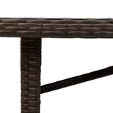 Garden Table Brown Poly Rattan, Powder-Coated Steel, Tempered Glass 365603