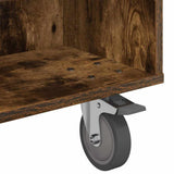 Side Table with Wheels Smoked Oak 90 x 50 x 30 cm 891020