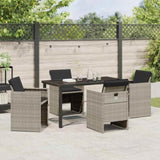 Garden Dining Set with Cushion 5 pcs Light grey Poly rattan 3379961