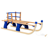 Folding Snow Sledge with Backrest Wood 119 cm 91458