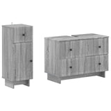 2 Piece Bathroom Cabinet Set EDE Grey Sonoma Engineered Wood 3417663