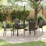 Garden Dining Set 5 pcs Brown Powder-Coated Steel 3379396