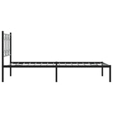 Metal Bed Frame without Mattress with Headboard Black 100x190cm 376122