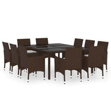 11 Piece Garden Dining Set Poly Rattan Brown 3095932