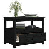 Coffee Table Black 71x49x55 cm Solid Wood Pine 820940