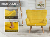 Modern Accent Chair, Upholstered Tufted Wingback Armchair with Seat Padding, Velvet Leisure Lounge T3398P329907