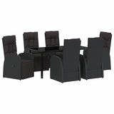 Garden Dining Set with Cushion 7 pcs Black Poly Rattan 3379531