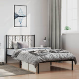 Metal Bed Frame without Mattress with Headboard Black 100x200cm 374432