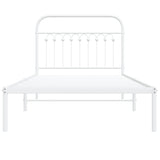 Metal Bed Frame without Mattress with Headboard White 100x190cm 376643