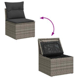 7 Piece Garden Sofa Set with Cushions Grey Poly Rattan Acacia 3327448