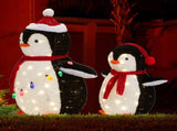 2-Piece Lighted Plush Penguins Christmas Yard Decorations, Set of 2 Pre-lit Pull Up Penguins with 67152171