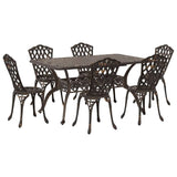 Garden Dining Set 7 pcs Bronze Aluminium 3334672