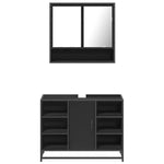 ZNTS 2 Piece Bathroom Furniture Set Black Engineered Wood 3300940