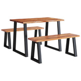 3 Piece Dining Set with Live Edge Solid Wood Acacia 3157524