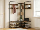 Coat Stand with Shoes Bench Smoked Oak 143 x 30 x 199.5 cm 8012046