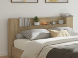 Storage Headboard with LED Sonoma Oak Engineered Wood 3418676