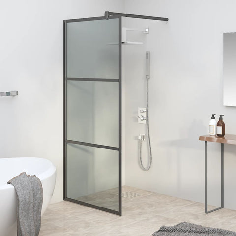 Walk-in Shower Wall 80x195cm Dark ESG Glass Black 151889