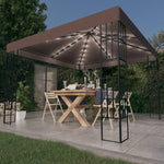 ZNTS Gazebo with LED String Lights 3x3 m Taupe 3070324