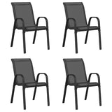Stackable Garden Chairs 4 pcs Black Textilene Fabric 318780