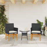 Garden Chairs with Cushions 2 pcs Black Poly Rattan&Solid Wood 368714