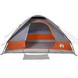 Camping Tent Dome 4-Person Grey and Orange Waterproof 94779