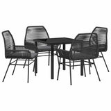 Garden Dining Set with Cushion 5 pcs Black Poly Rattan 3380870