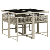 5 Piece Garden Dining Set with Cushions Light Grey Poly Rattan 3211439