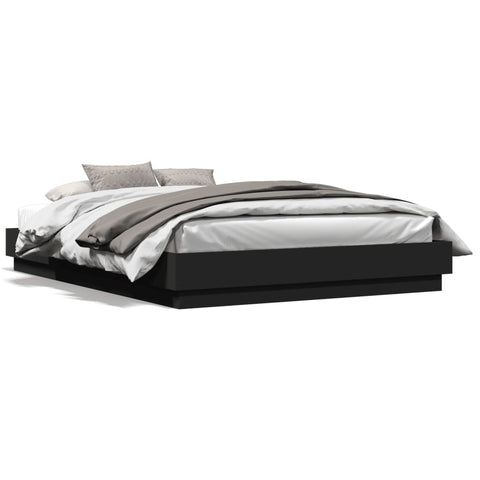 ZNTS Bed Frame Black 150x200 cm King Size Engineered Wood 3209850