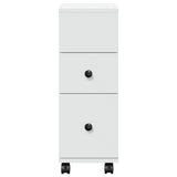 Narrow Bathroom Cabinet with Wheels White Engineered Wood 855232