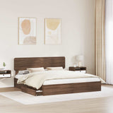 Storage Bed with Drawer Brown Oak 200 x 200 cm Engineered Wood 3412247