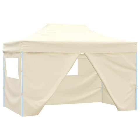 Professional Folding Party Tent with 4 Sidewalls 3x4 m Steel Cream 48894
