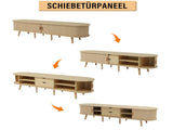 TV Stand with 2 Drawer 2 Sliding Doors 2-Tier Storage Shelf,Oval TV Cabinet Storage Sideboard with N605P339343E