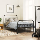 Metal Bed Frame without Mattress with Footboard Black 100x190cm 376612