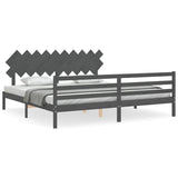 Bed Frame without Mattress Grey 200x200 cm Solid Wood 3195308