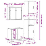 3 Piece Bathroom Furniture Set Smoked Oak Engineered Wood 3301067