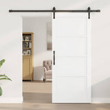 Sliding Door 86 x 198.5 cm Engineered Wood White and Black 3449908