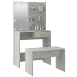 Dressing Table Set with LED Concrete Grey Engineered Wood 3114110