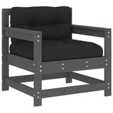 Garden Chairs with Cushions 2 pcs Grey Solid Wood Pine 825564