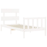 Bed Frame without Mattress White Single Solid Wood Pine 3193237