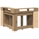 Desk with LED Lights Artisian Oak 130x130x91 cm Engineered Wood 3309455