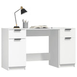 ZNTS Desk with Side Cabinet White Engineered Wood 3115908