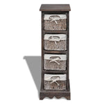 Wooden Storage Rack 4 Weaving Baskets Brown 240800