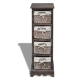 Wooden Storage Rack 4 Weaving Baskets Brown 240800