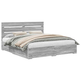 Bed Frame with Drawer Grey Sonoma 200 x 200 cm Engineered Wood 3411942