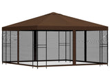 Garden Gazebo with Sidewalls 3 x 3 m Brown Polyester and Steel 900348
