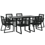 Garden Dining Set Black PVC Rattan 7 Piece Set Durable 3156549